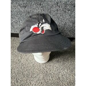Vintage 90s Looney Tunes Hat USA made SILVESTER Cat five Panel black ACME